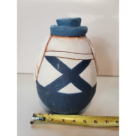 Bunny Rabbit Papier Mache Sculpture vHand-Crafted Lightweight‎ Blue White - Picture 8 of 9